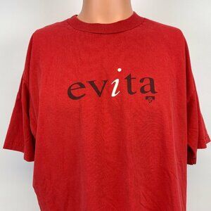 Evita Broadway Musical Promo T Shirt Vintage Andrew Lloyd Webber Red Size XL